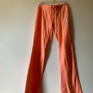 VS Pink orange coral flare sweatpants